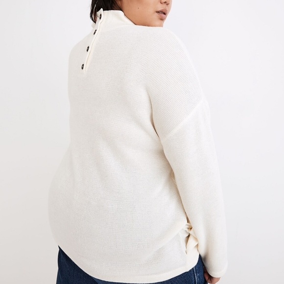 Madewell mock neck button back top SZ.L NWT Antique cream - Picture 3 of 10